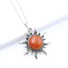 Collana con pendente a forma di sole in pietra di cristallo naturale vintage colorata per donna Uomo Collana semplice in pietra di cristallo color argento