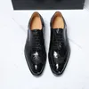 Scarpe eleganti stile classico brogue vera pelle di coccodrillo da uomo nere Oxford stringate fatte a mano in autentica pelle di alligatore nera