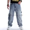 Jeans pour hommes Hommes Street Dance Hiphop Jeans Mode Broderie Noir Lâche Board Denim Pantalon Globale Mâle Rap Hip Hop Plus Taille 30- 220302L230911