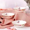 Dinnerware Sets Cherry Seris Bone China Tableware 2 Tiers Set With Dishes Plates British Royal Advanced Porcelain Meal Cutlery