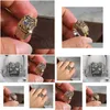 Bandringar 14k guld 3 karat diamantring för män rock smycken anillo sier 925 diamant droppleverans dhiky