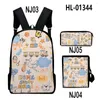 Backpack 3pcs/set 3D Printed Animes Squirrel Primary And Middle School Students Boys Girls Schoolbag Crossbody Bag Pen Case