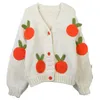 908 XL 2023 Milan Runway Autumn Women's Sweater Märke Samma stil långärmad V Neck White Cardigan Womens Mingmei