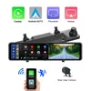 CP06カーDVR 11.26インチタッチスクリーンリアビューミラーダッシュカム2KデュアルレンズリアミラーDVR Android Auto Wireless CarPlay
