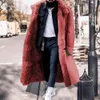 Mens Trendy Winter Suede Plush Overcoat Midi-Length Faux Fur Thicken Warm Coat Men High Quality Male Loose Windproof Outerwear