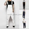 Herr jeans män039s jeans 019 jumpsuits overaller män haklapp denim hänge romper byxor streetwear fickor sexig smal mager övergripande svart 8379035l230911