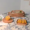 Plates Log Tray Wooden Small Fruit Plate Rounded Square Baking Dish Natural Haruki Rectangular Bread Solid Wood Round