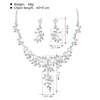 Necklace Earrings Set 1 Bride Floral Wedding Imitation Pearl Pendant Jewelry Ins 97QE