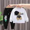 Nouvelle arrivée enfants vêtements ensembles printemps automne dessin animé coton garçons filles sweat à capuche avec pantalon deux pièces costume survêtement enfants bébé vêtements