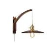 Retro Amber Glass Wall Lamp Vintage Walnut Wood Sconce Hotel Cafe Bar Living Dining Bedroom Bistro Rotating Folding Rocker Light