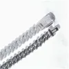 8mm Diamond Prong Cuban Chain in White Gold Iced Out Bused Down Hip Hop Jewelry for Rappers 925 Solid Silver