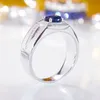 Anneaux de mariage S925 en argent sterling plaqué or 18 carats vintage pierres précieuses de luxe bague saphir bleu pour homme bijoux fins cadeau de fête de banquet 230909