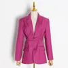 Damespakken Street chic tuniek hoge taille lange mouw zwart roze blazer jas dames 2023 lente vrouwelijke mode kleding