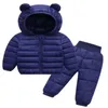 Kinder Kleidung Sets Warme Faux Daunenjacke Winter Kleinkind Baby Schneeanzug Kinder Mädchen Jungen Daunenmäntel Mit Hosen Zweiteiliges Anzug Outfit