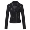 Giacche in pelle scamosciata sintetica da donna Cappotto corto da moto con cerniera Giacca da motociclista moda Autunno Inverno Outwear Jaqueta De Couro