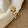 Brincos de argola moda colorido esmalte orelha anel fivela ouro prata cor jóias presente na moda acessórios de festa