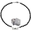 Saturn Black Crystal Single Layer Full Diamond Necklace Punk Dark Style Collarbone Chain Can Be Worn by Men and Women with box271r