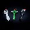 Latest Colorful Christmas Skeleton Thick Glass Hand Pipes Portable Filter Herb Tobacco Spoon Bowl Smoking Bong Holder Halloween Cigarette Holder Tube DHL