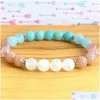 Beaded MG1221 New Design Moonstone och Sunstone Mala Armband Aquamarine Amazonite Lycka Joy Wrist Drop Delivery Jewelry Dhgarden Dhxzn