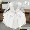 Платья для девочек Белое платье принцессы для крещения на день рождения для девочек на год с цветочной вышивкой и длинными рукавами для детей на свадьбу D Dhqac