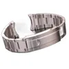 Bracelets de montre 20mm 316L bracelets de montre en acier inoxydable Bracelet argent métal brossé extrémité incurvée remplacement lien déploiement fermoir Strap2401