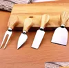 Nya ostverktyg 4st/set knivuppsättning av rostfritt stål trähandtag smörskärare verktyg hem trädgård kök matsal grossist 0911