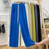 Women's Pants Textured Drawstring Wide Leg High Waisted Slim And Loose Draped Casual Summer Thin Breathable Cropped