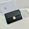 Diseñador de moda Carteras de cuero de lujo Triomphe Cuir Titular de la tarjeta de crédito Bolsas de monedero Hardware de oro Mujeres de Monederos Zippy con bolsa de polvo de caja original