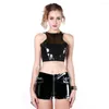 Women's Shorts Sexy Women Zipper Open Crotch Short Punk Low Waist PVC Shiny Mini Night Club Stage Wear Fashion F34