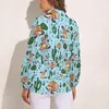 Blusas de mujer, bonita blusa Fennec, estampado de Cactus y desierto, camisas clásicas de manga larga para mujer, ropa de gran tamaño para primavera