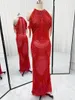 Runway Dresses Cloverbridal In Stock Real Pos Beading paljetter Tasslar Luxury Evening For Women 2023 Red Formal Endan Dress M029