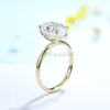 Wedding Rings Kuoit 35CT Crushed Ice Oval 18K 14K Yellow Gold Ring for Women D VVS Solitaire Engagement Party 230909