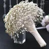 Fleurs de mariage de luxe faites à la main Bouquet accessoires demoiselle d'honneur fleur broche argent cristal HF02