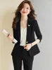 Zweiteilige Damen-Hosen, hochwertiger Stoff, formelle Damen-Business-Anzüge mit Jacken und Mantel, professionelle Damen-Hosenanzüge, Blazer, feminino