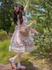 Sıradan elbiseler anbenser vintage kawaii parti prenses lolita elbise jsk japon tatlı sevimli kız baskı yumuşak spagetti kayış