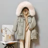 女性のダウン冬90％ホワイトダックコート服本物の毛皮襟ジャケットレディース中央のパーカー韓国マントーフェムSqq1087