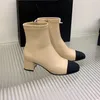 Latest black check calfskin platform ankle boots Top quality Interlocking Mixed flat leather check Chelsea boot round Toe slip-on booties luxury designer shoes