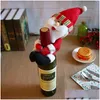 Party Favor Xmas Red Wine Bottles Er Bags Bottle Holder Decors Hug Santa Claus Snowman Dinner Table Decoration Home Christmas Wholes Dha5J