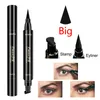 Eye Shadowliner Combination Big Seal Stamp Liquid Eyeliner penna vattentät snabb torr svart foderpenna med kosmetisk dubbelad 230911