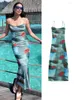 Abiti casual 2023 Abito da tintura tintura cravatta Donne Donne Tulle Bodycon Long per sexy Weach Woman Woman Midi Summer Summer