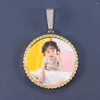 Pendant Necklaces Purple Yellow Po Tray Xl Big Round Blank Bezel Memory Sublimation Diamond Picture Frame Charms