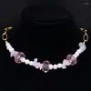 Collane con ciondolo Boho Collana di perle barocche di cristallo rosa dolce per le donne Regalo di gioielli di moda creativi fatti a mano in acciaio inossidabile N5100