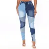 Jeans de mujer Vintage Longitud larga Pantalones de alta elasticidad Mujeres Patchwork Cintura delgada