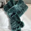 Arrivals Women Real Rex Rabbit Fur Scarf Lady Fashion Knitted Warm Soft Winter Natural Fur Muffler B8 2201142020