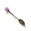 Natural Crystal Spoon Amethyst Kaffee Kaffee Haushaltsgeschirr DIY geschnitztes Langgang Mischlöffel