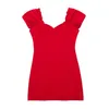 Sukienki swobodne eleganckie 2023 Summer Kobiety Czerwony mini est moda w dekolcie w dekolcie