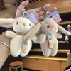 Plush Keychains Creative Cartoon Long Ear Rabbit Keychain Doll Pendant Backpack Accessories Scarf Fashion Toy Girl Gift 230911