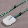 Natürliche quadratische weiße Jade-Edelstein-Halskette, Jade-Anhänger, Gold-Halsketten für beste Freunde, Herren-Anhänger, personalisiertes Schmuckzubehör, guter Schmuck, Juwelen und Edelsteine