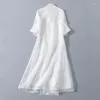 Etnische Kleding 2023 Zomer Qipao Cheongsam Chinese Stijl Jurk Vrouwen Taille Handgeschilderde Cross-Kraag Hanfu Verbeterde oude