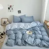 Bedding sets Nordic Set with Duvet Cover Bed Sheet Pillowcase Single Couple Bedspreads King Queen 12 People Solid Color Linen 230911